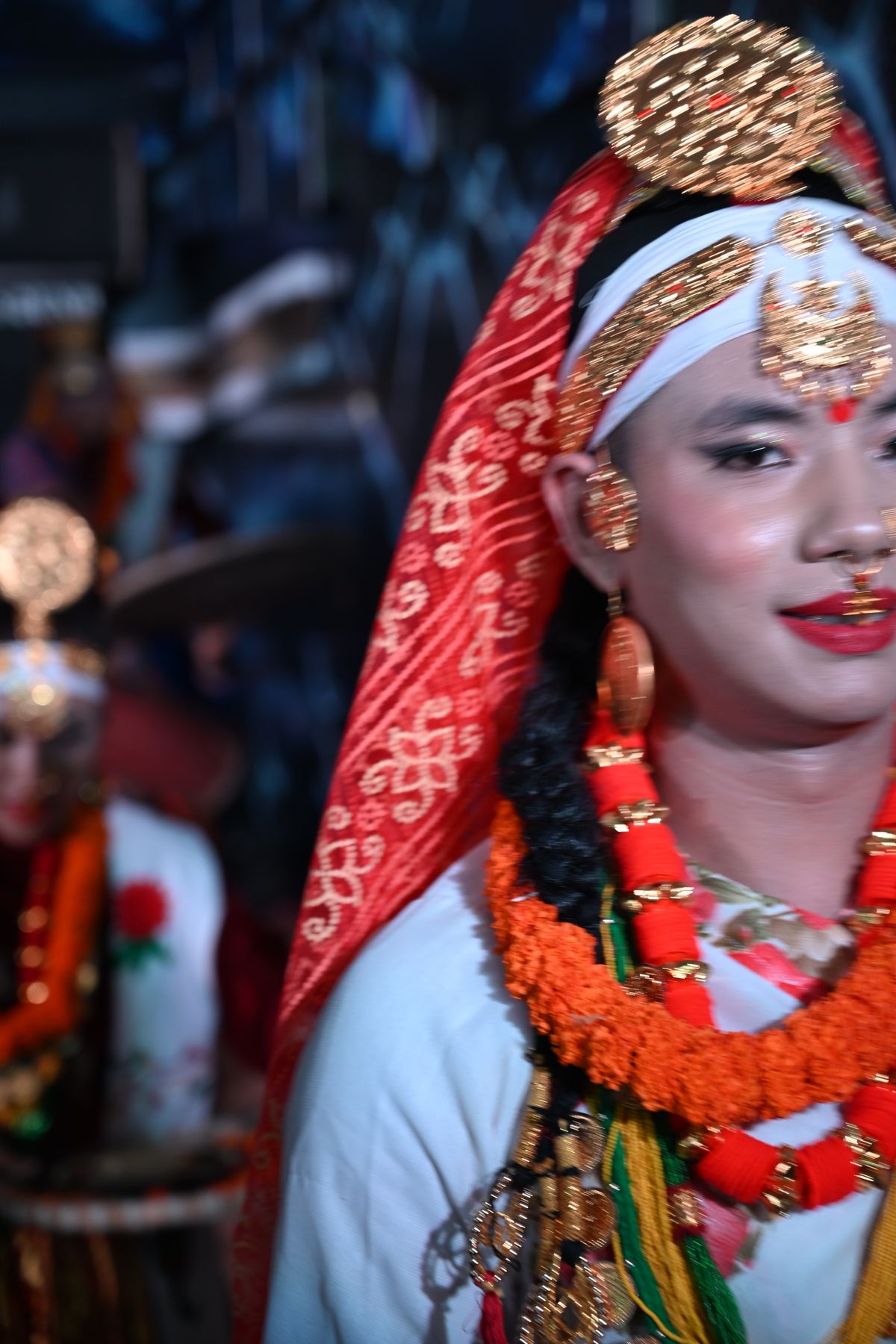 A dancer in full costume